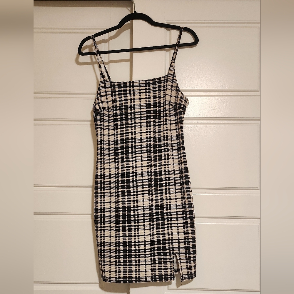 Almost Famous Black and White Checkered Mini Dress